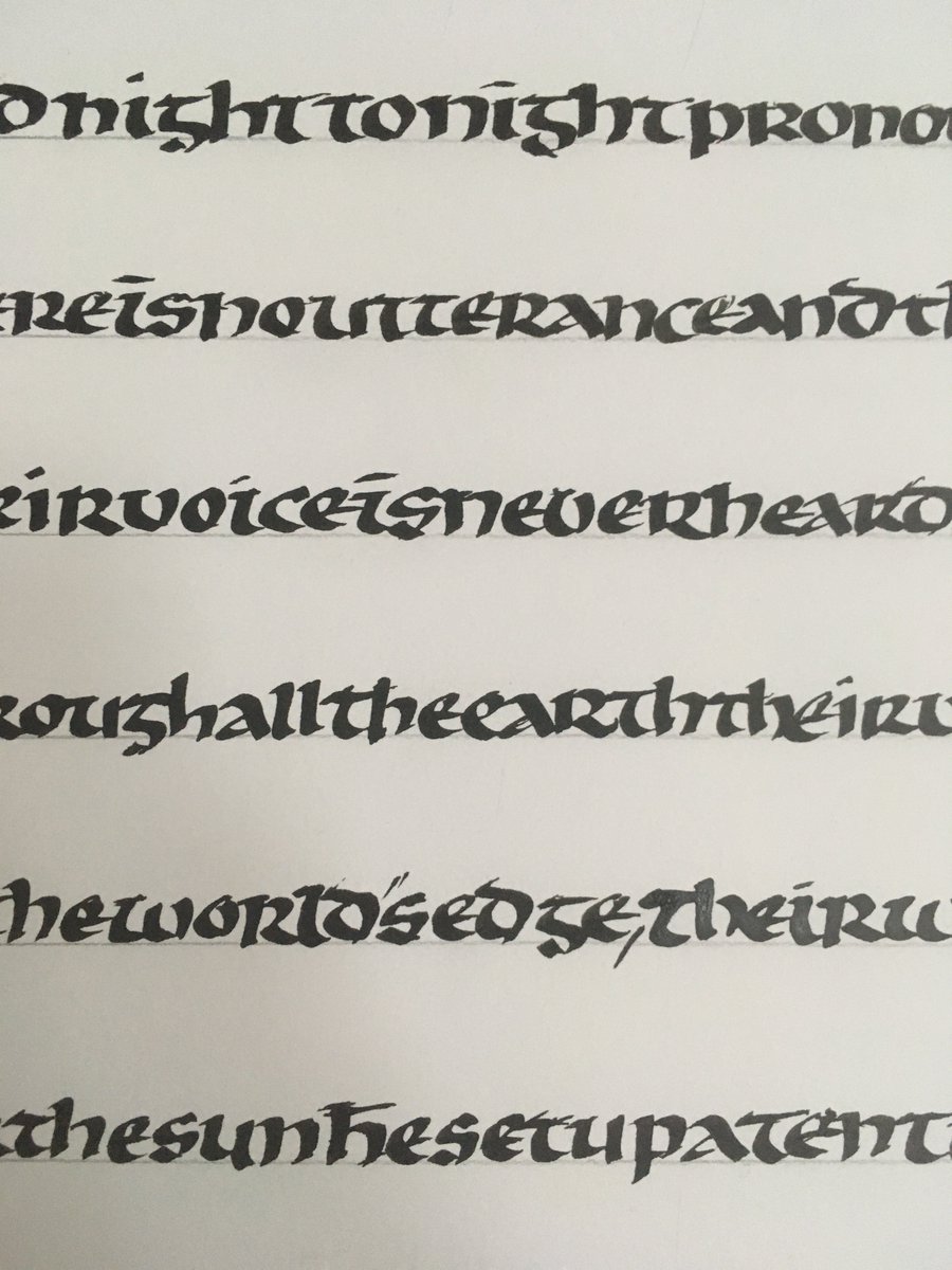 botts_jeremy's tweet photo. Some quickly written steel pen half uncial I did as an example for my Technotexts students. #halfuncial #technotexts #scribe #lettering #calligraphy #handlettering #psalter #psalm #tehillim #RobertAlter #artatwheaton https://t.co/chkJPiPEfd