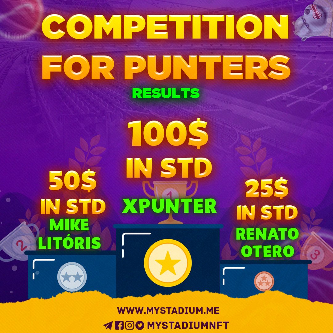 MyStadiumNFT's tweet photo. The winners of the My Stadium competition are out, check your wallets! https://t.co/h1qy1Tqw1U