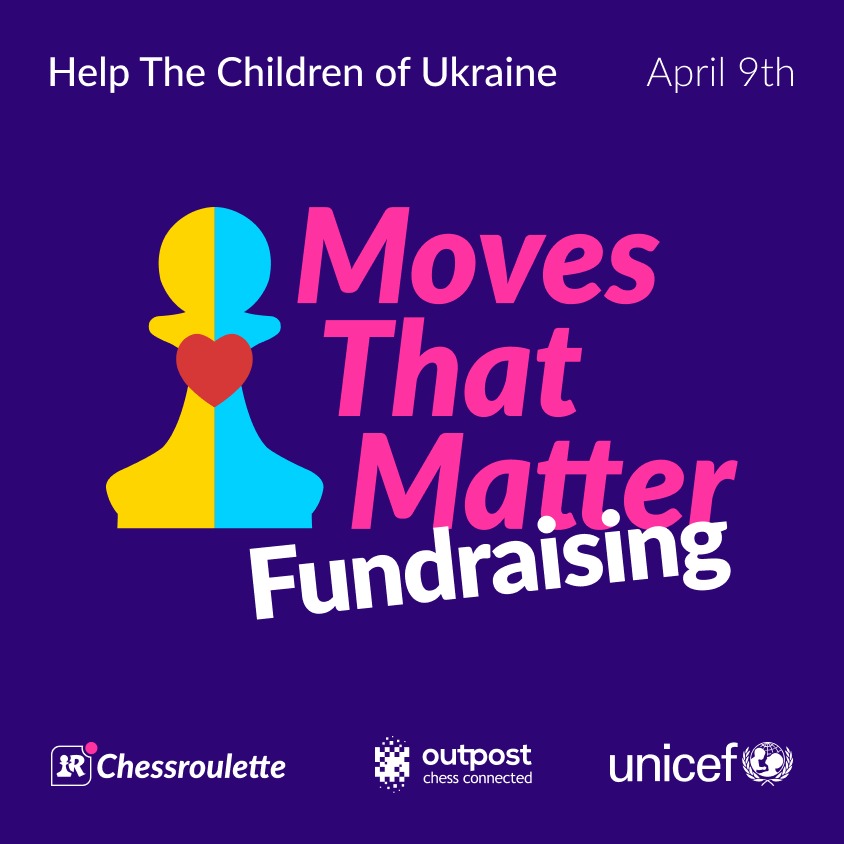 chessroulette's tweet photo. Join our Charity Chess Tournament on April 9th ❤ 100% of proceeds will be donated to help Ukrainian children affected by the war. Donate, join &amp; win NFT prizes 🏆 Sign up below and make the Moves That Matter:
https://t.co/n6waZIqtN5

#playchess #fundraiser #UkraineRussiaWar https://t.co/jKg9t4S0JX