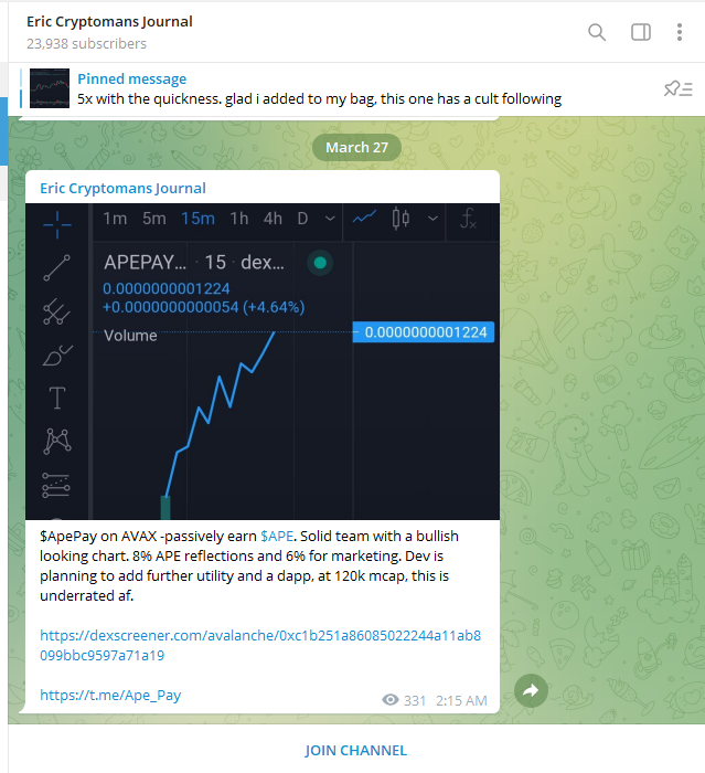 apepayavax's tweet photo. Guys, I am really sorry to say this but we got scammed and dumped on by an impersonator of @EricCryptoman.
Someone on my team got confused and baited by a fake Eric Cryptoman TG group with 24k followers in it. They reached out to them by thinking it was the real Eric, to talk https://t.co/Mx5EEQvgI8