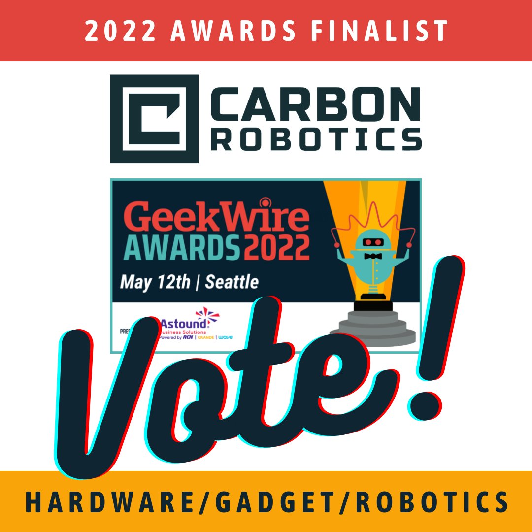 carbon_robotics's tweet photo. We're a finalist for the 2022 #GeekWireAwards Hardware/Gadget/Robotics of the Year! If you're a fan of #laserweeding #robots that empower farmers to weed crops organically w/o chemicals or crop damage, vote! https://t.co/eRvjXQtxRt
#seattlestartups #robotics #seattletech #agtech https://t.co/iblGY6qlJs