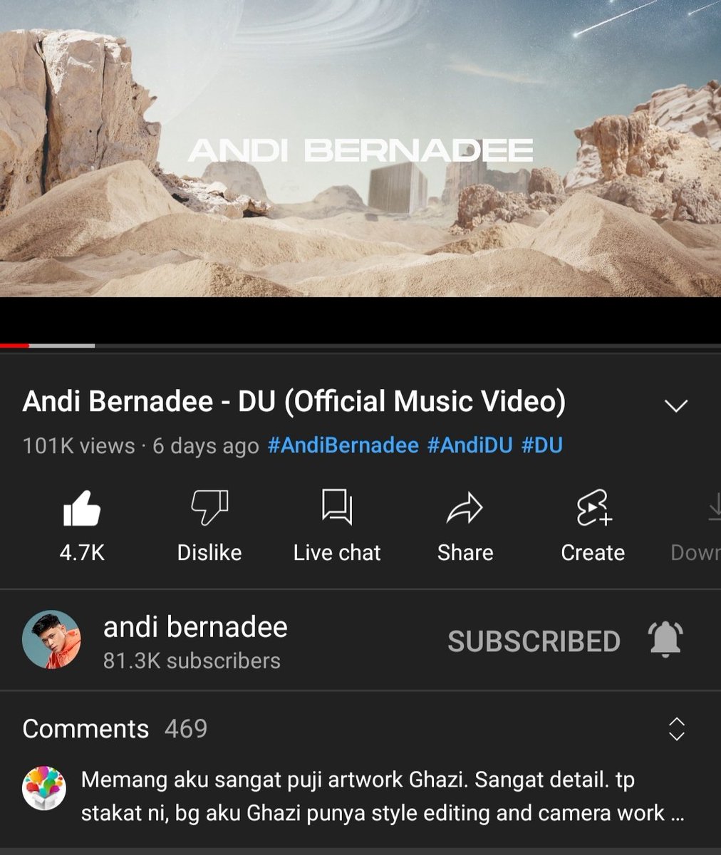 andivibe's tweet photo. yeayyyyy finally MV DU reach 100k views on yt !!! Congrats @AndiBernadee #andidu https://t.co/MGjpWFiyGx