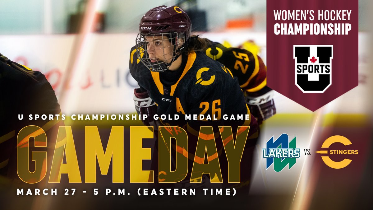 The_Stingers's tweet image. Biggest game of the year 🥇

The Stingers women's hockey team faces off against the Nipissing Lakers with the U SPORTS national championship on the line.

📍: MacLauchlan Arena
⏰: 5 p.m. (EDT)
💻: bit.ly/3upIY2w
📺: TVA Sports 2

#CUstingers #CUhockey #ChaseTheGlory