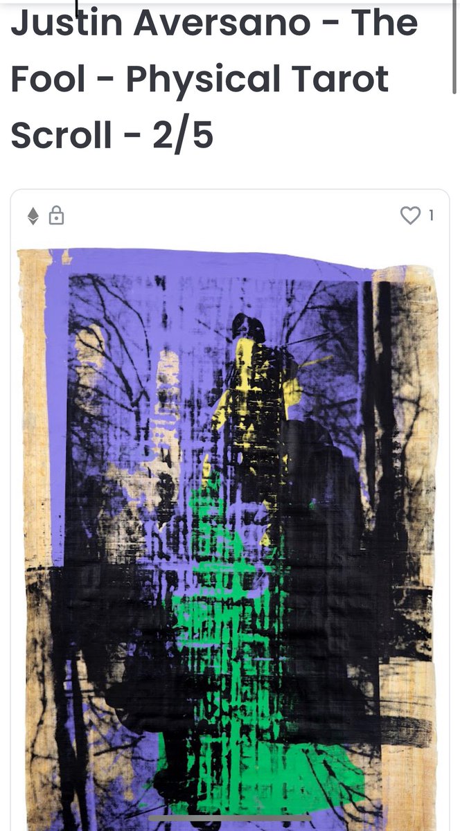 sheiladarcey's tweet image. Finally collected @justinaversano Tarot Scroll. I have “The Fool” rep new beginnings, having faith in the future, being inexperienced, not knowing what to expect, improvisation and believing in the universe. #web3 at its finest. Love it Justin! Honored to have it. ✨