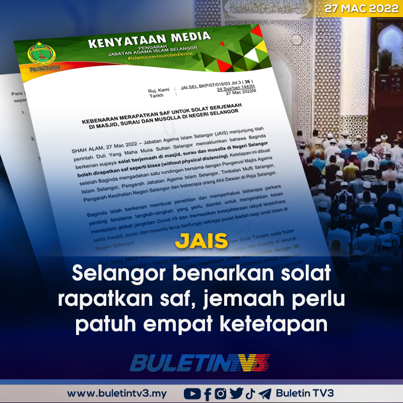 BuletinTV3's tweet photo. Antara ketetapan yang perlu dipatuhi seperti berikut : 

1.Hanya individu lengkap vaksin
2.Invididu bawah 18 tahun yang lengkap dua dos vaksin
3.Bawa sejadah sendiri, sentiasa memakai pelitup muka
4.Individu bergejala diminta tangguh untuk ke masjid, surau dan musolla https://t.co/KBVsypWy1V