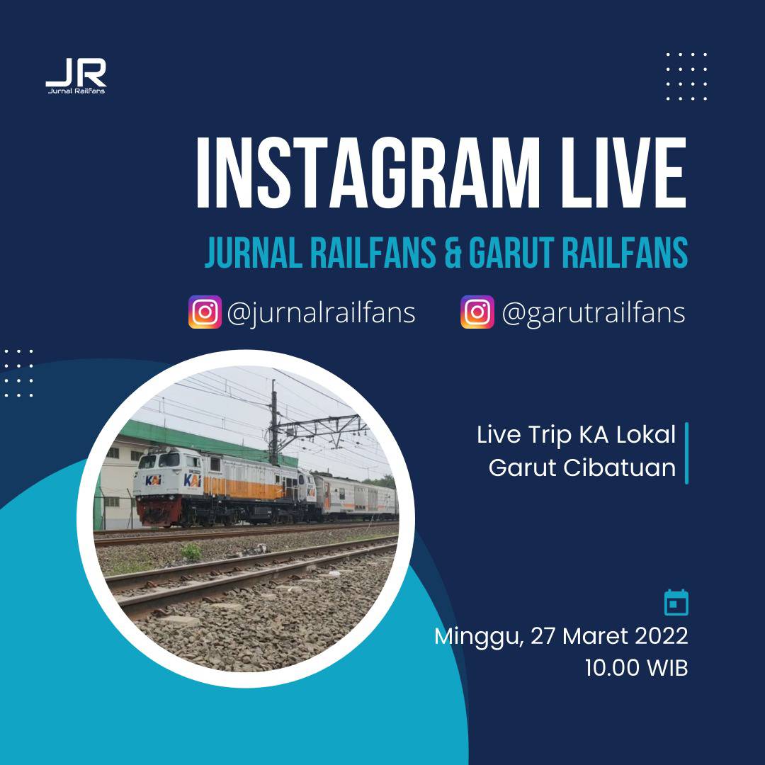 Hai Sobat Jurnal Railfans. Hari ini Jurnal Railfans bersama @garut_railfans akan live bareng di Instagram. Yuk, langsung aja pantengin Instagram kita sambil menikmati indahnya perjalanan kereta api di Garut. See you 👋🏻
