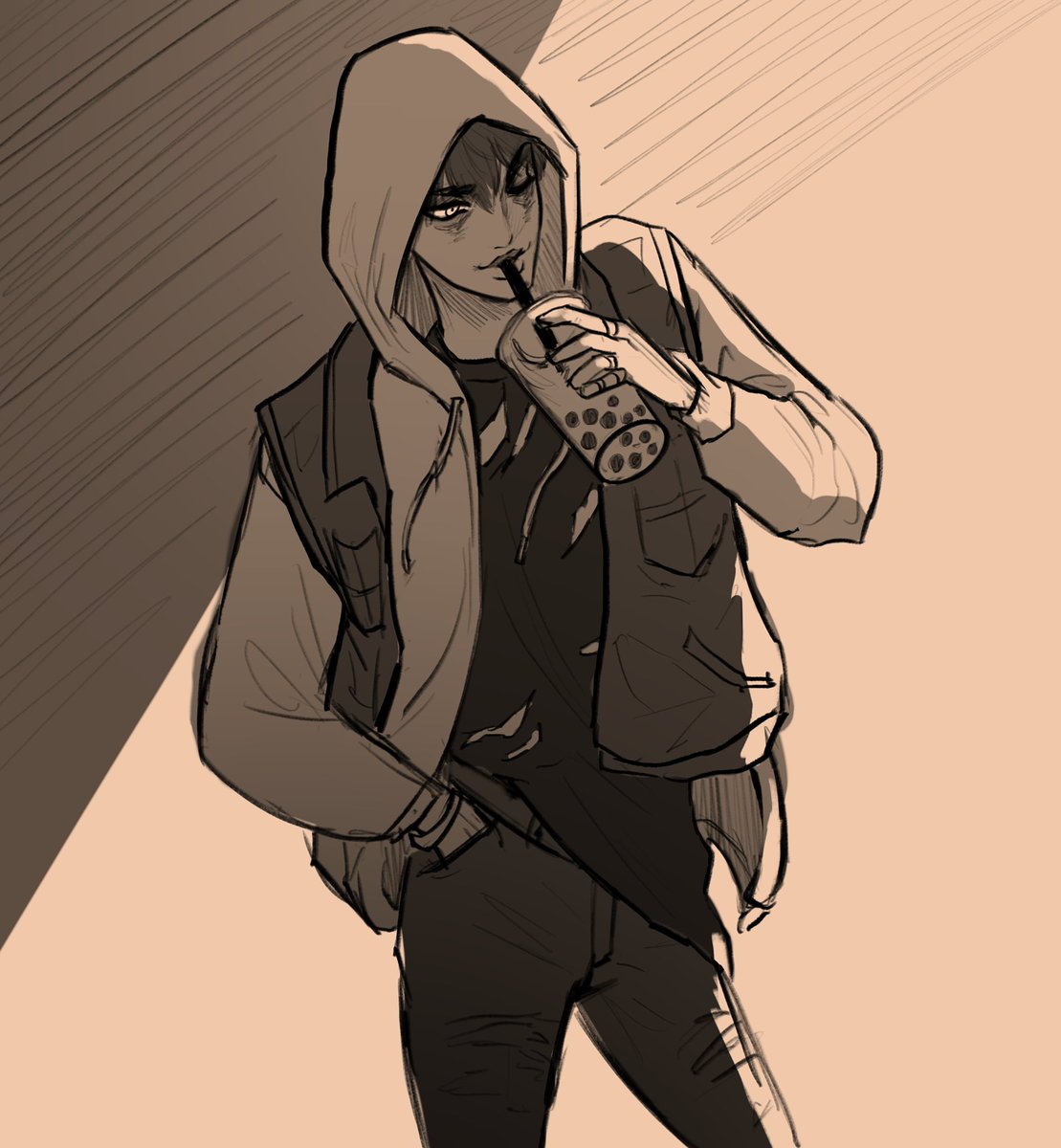 taestykai's tweet photo. casual x-exo kai sketch just cause i think he deserves some bubble tea https://t.co/YbLOtTZAF5