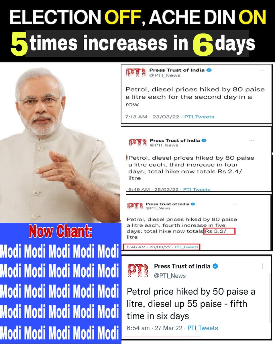 SethiNagaland's tweet photo. #PetrolDieselPrice #PetrolDieselPriceHike 

Modi ji has reduced ₹0.30p per litre increase which is a big relief to all Bhakts and Andh Bhakts.. https://t.co/xbMuJDRSvS