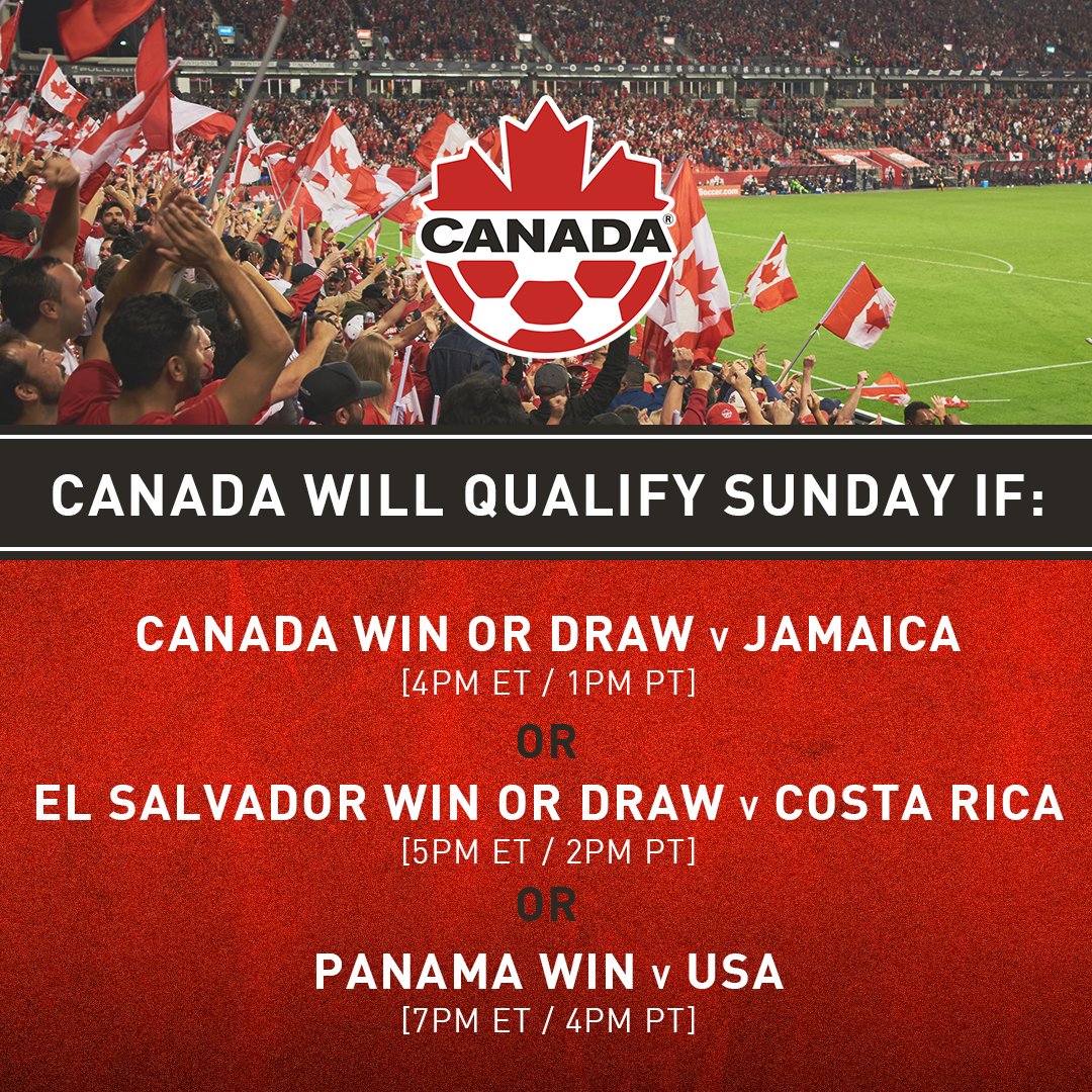 Win and we're in. 🍁

Here's how #CANMNT can book their ticket to Qatar on Sunday. 

#ForCanada #WCQ