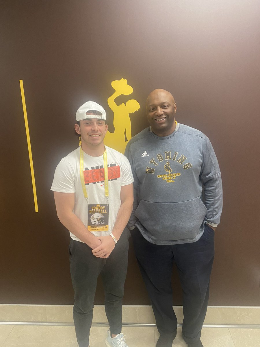 Parker Barley (@barleyparker) on Twitter photo Had an great time and visit at The University of Wyoming today!! Thank you to the coaching staff! go pokes <a href="/wyo_football/">Wyoming Cowboy Football</a> <a href="/CoachMikeGrant/">Mike Grant</a> <a href="/WyoFBRecruiting/">Wyoming Football Recruiting</a> <a href="/Coach_SBMoore/">Shannon Moore</a> <a href="/cwil327/">CJ Wilson</a> <a href="/mc32_j/">Coach McCullar</a> <a href="/drobalwayzopen/">David Robinson</a> <a href="/_EliteProspects/">🚨Elite Prospects🚨</a> Had an great time and visit at The University of Wyoming today!! Thank you to the coaching staff! go pokes <a href="/wyo_football/">Wyoming Cowboy Football</a> <a href="/CoachMikeGrant/">Mike Grant</a> <a href="/WyoFBRecruiting/">Wyoming Football Recruiting</a> <a href="/Coach_SBMoore/">Shannon Moore</a> <a href="/cwil327/">CJ Wilson</a> <a href="/mc32_j/">Coach McCullar</a> <a href="/drobalwayzopen/">David Robinson</a> <a href="/_EliteProspects/">🚨Elite Prospects🚨</a>
