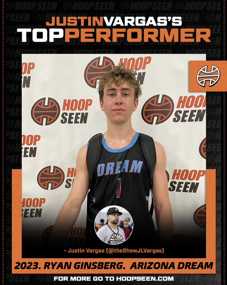 theShowJLVargas's tweet photo. Arizona Dream’s 6’0” 2023 PG Ryan Ginsberg is a joy to watch if you are a basketball enthusiast. So unselfish and great defender.  Can really shoot it from deep and sets up teammates like a bowling pin. @HoopSeenWest @hoopseen @JustinDYoung https://t.co/Q1T5fdkURm