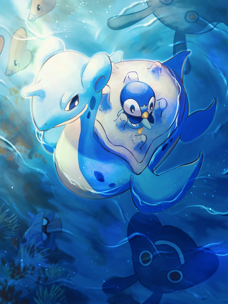 piplup pokemon (creature) no humans closed mouth water swimming underwater afloat  illustration images