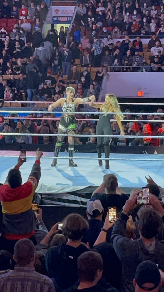 RT @HeelByNatureYT: Trish Stratus and Rhea Ripley #WWEKitchener https://t.co/DIkzyqN5yk