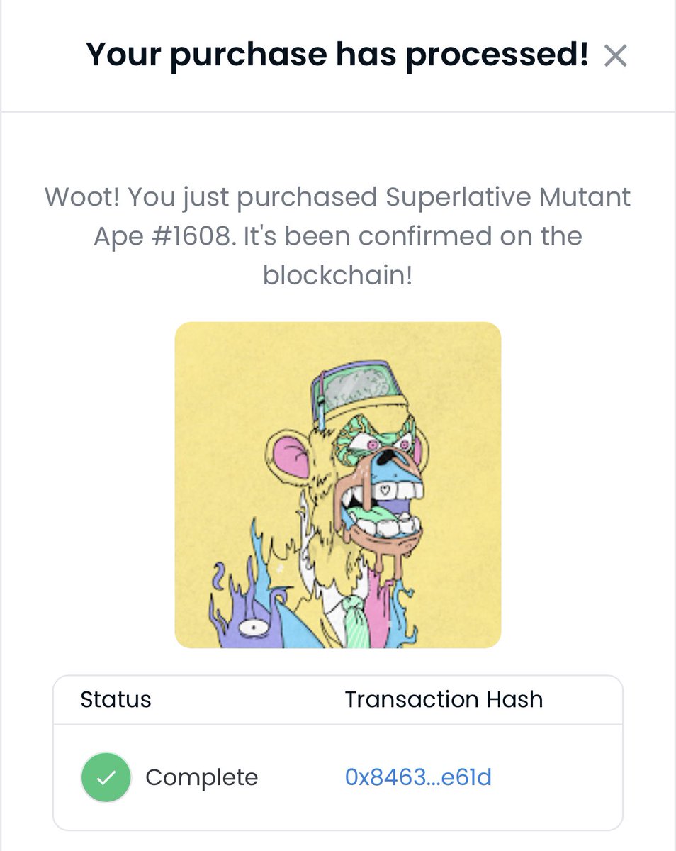 ⚡️ FLASH GIVEAWAY ⚡️

Come get this @SuperlativeApes mutant 😤 LETS GET THIS SATURDAY NIGHT GOING ZEUSS FAM 🔥

RULES
⚡️FOLLOW ME
⚡️RETWEET
⚡️TAG SOMEONE WITH NO GAME

You got 1 hour 👀⏳ 

#NFT #NFTGiveaway #SMAPES #SLAPES #BAYC #MAYC #BYC