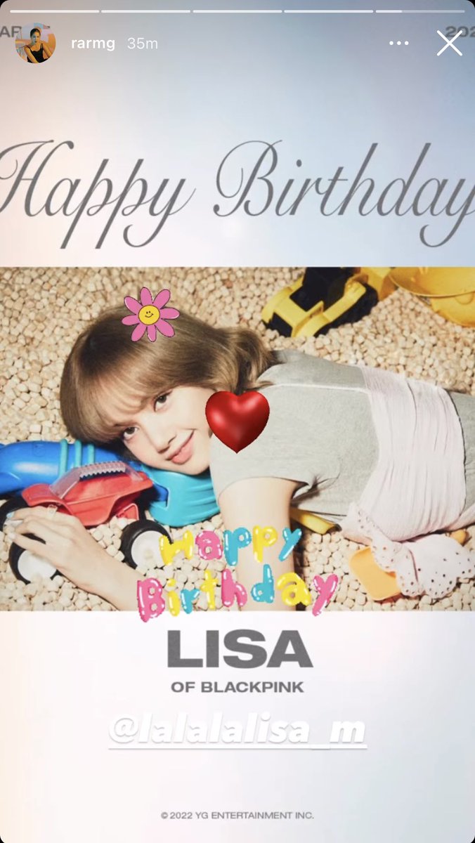 (ygx dancer) rarmg IG update: 

🔗 instagram.com/stories/rarmg/…

HBD LALISA MANOBAL
#SuperstarLalisaDay
#LovingLisaDay