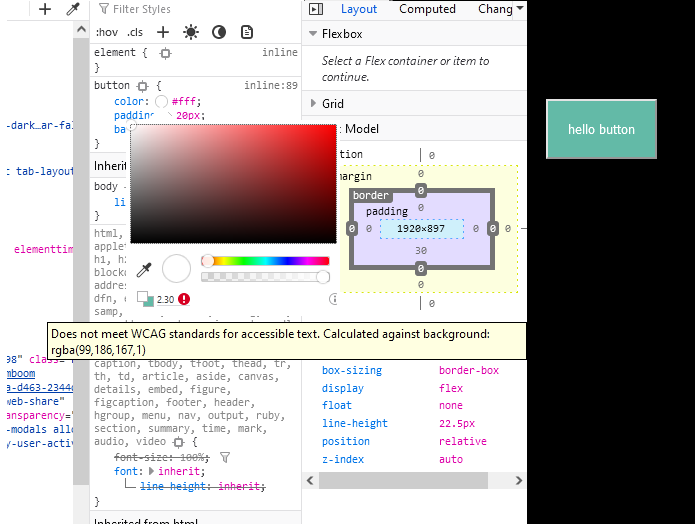 CalvinMorett's tweet photo. @rachelmc @DannPetty Great tip, for those that want to understand and explore this comment more - it's easy to check!

Create an HTML doc, make a button, with white font &amp; background color from the "Yes, continue" button(#63baa7) Then, right click your button, and open Inspector. View accessibility! https://t.co/MkuKf2Tooy