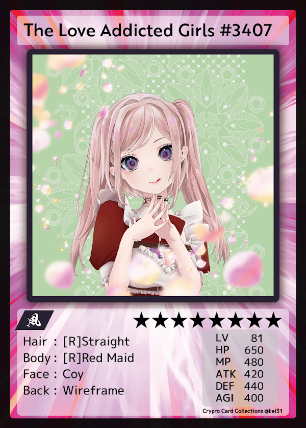 Giveaway企画やります！
🎉お気に入りのNFTを無料プレゼント

The Love Addicted Girlsの★8レアカードを1名様にプレゼント
（非公式ファンアートです）

方法
✅ ❤ + RT
✅ follow <a href="/kei31/">Keisuke / けいすけ</a>

期限29日23:59

※出現率約3.6%のレアカードです

#NFTgiveaway #NFT  #LAGFanArt