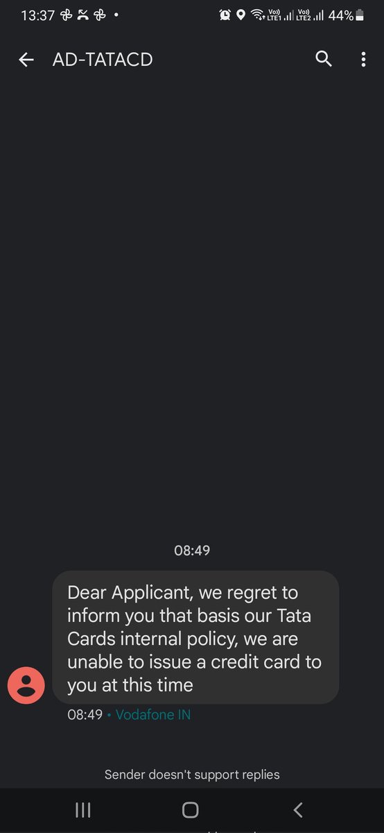 indimasala's tweet photo. Dear @TataCompanies
Got this message. Thanks.
But I never applied for a #tatacard #spam https://t.co/JS737tzczL