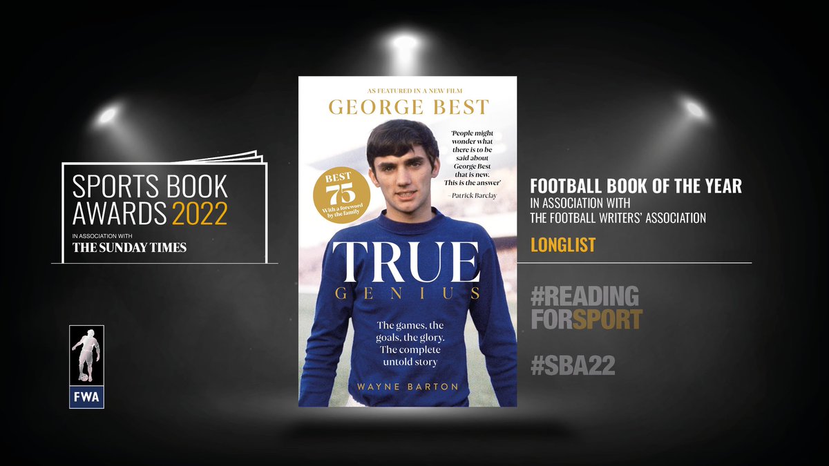 Honoured that George Best : True Genius has been long listed for the Sunday Times Football Book of the Year award.

@sportsbookaward 

#SBA22 #ReadingForSport