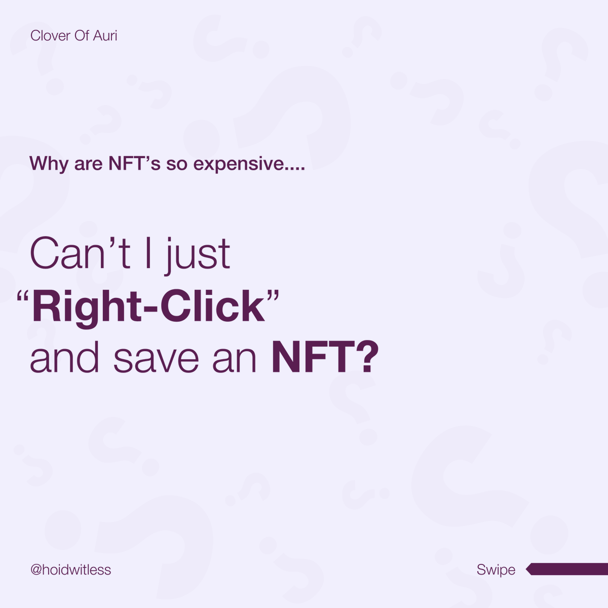 CloverOfAuri's tweet photo. 🧵/ 8
Why can't I just "Right-Click" and save an NFT?
.
.
or check out our Instagram guides!
https://t.co/BVHzEEJnVo
 
#NFT #NFTCommmunity #nftart https://t.co/KZ90Ztr1an