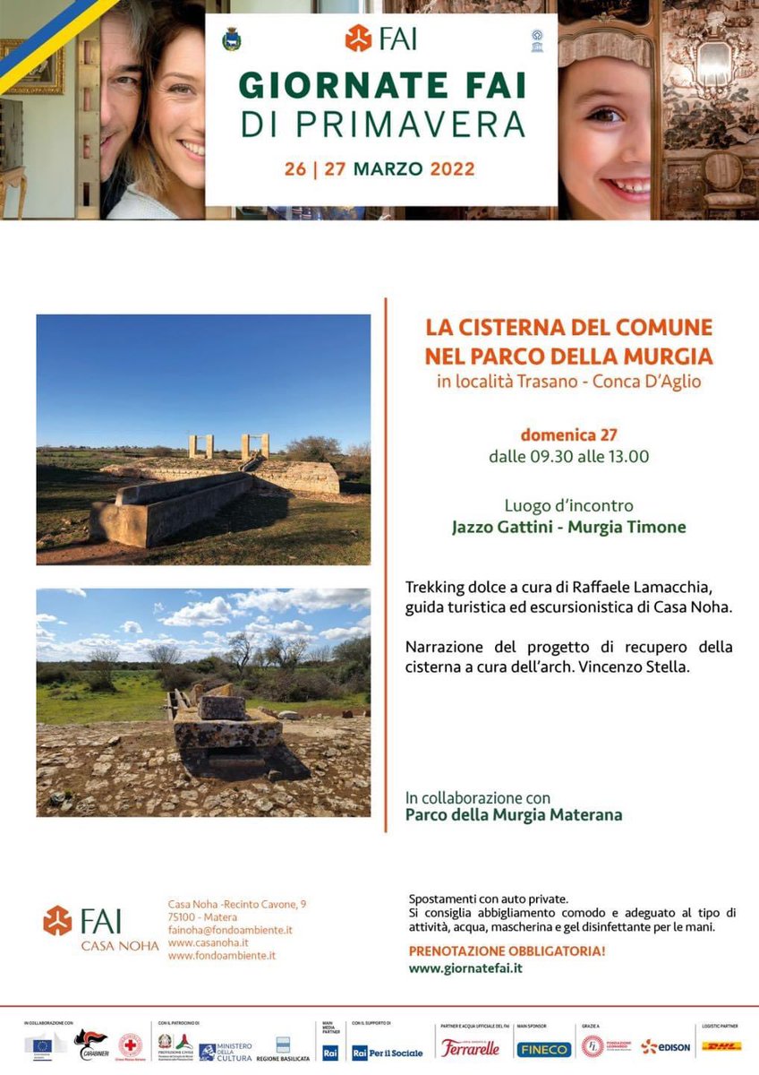 Anche l'Ente Parco della Murgia Materana prende parte alle giornate #FAI di Primavera 2022, a cura della delegazione di #Matera.

#ParcodellaMurgiaMaterana #GiornateFAI <a href="/FAI_Basilicata/">FAI_Basilicata</a> <a href="/FAIMatera/">FAI_Matera</a>