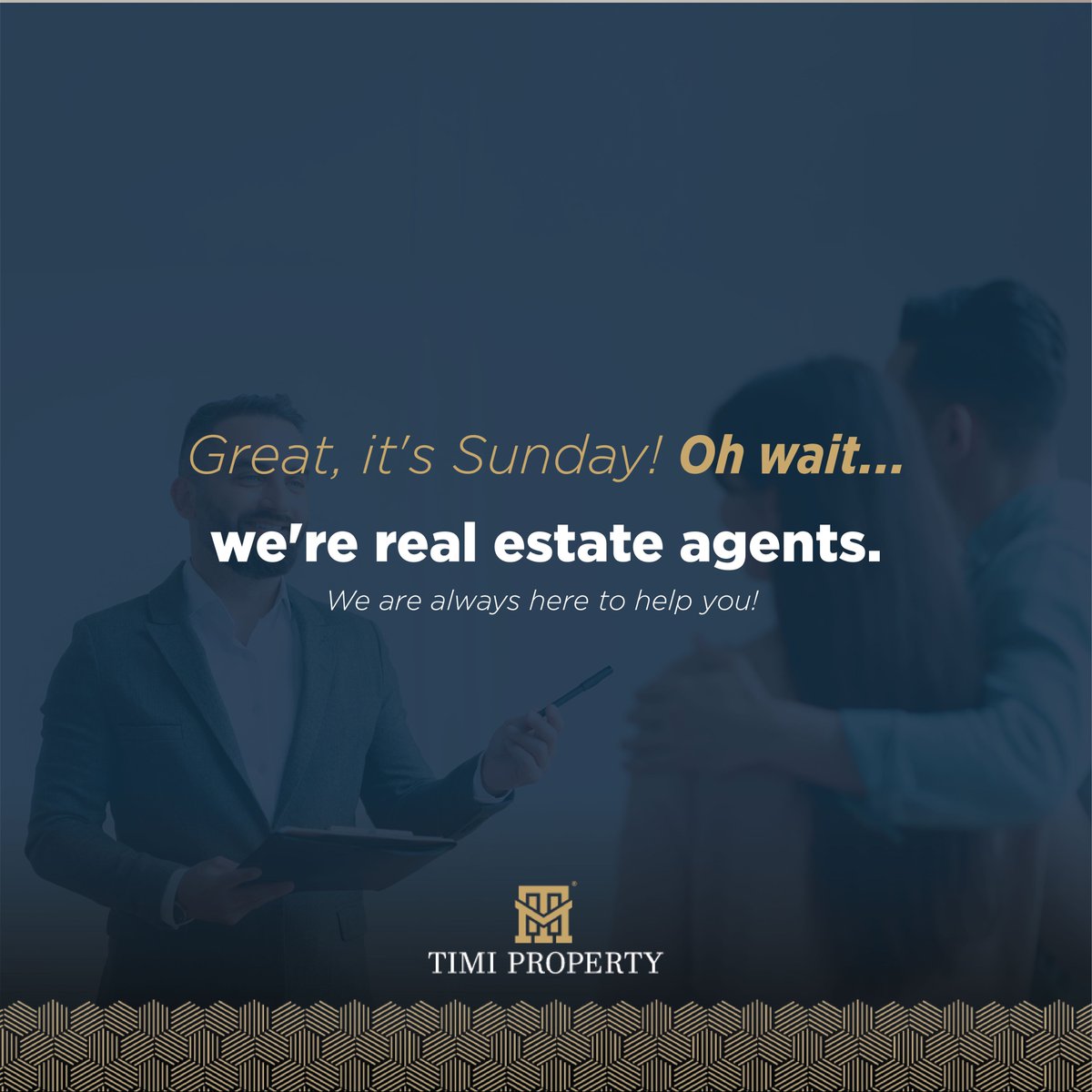 TimiProperty's tweet photo. On Sundays, we work! Get in touch with us and begin your real estate
journey today. 

يوم الأحد نعمل! تواصل معنا وابدأ رحلة إستثمارك العقاري اليوم.

#Timi_Property #Dubai_Properties #Dubai_Life #RealestateDubai #UAE #dubairealestate #دبي #عقارات_دبي https://t.co/QmUqNwM4Mr