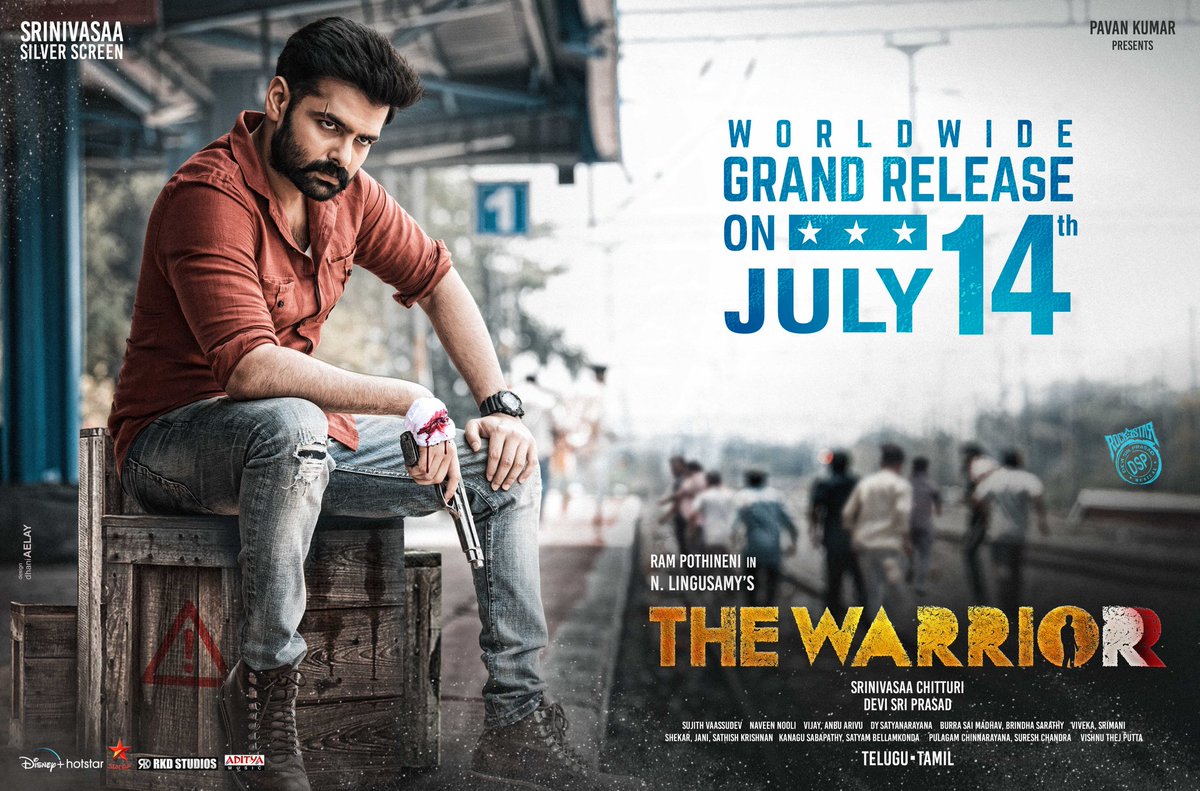 'THE WARRIORR' RELEASE DATE FINALISED... Team #TheWarriorr - the #Telugu-#Tamil bilingual starring #RamPothineni - have finalised the release date: 14 July 2022... Costars #KrithiShetty and #AadhiPinisetty... Directed by #Lingusamy... Produced by #SrinivasaaChitturi. #RaPo19