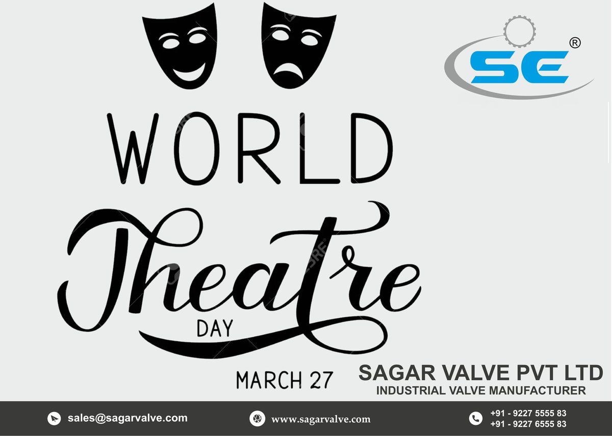 sagarvalve's tweet photo. #WorldTheatreDay2022 
#ballvalve #valvemanufacturer #sagarengineering #sagarvalve #SE #valves #automation #makeinindia #rajkot #gujarat #india #export #manufacturer #Valves #SEbrand #valvemanufacturers #ballvalves #Gatevalves #globevalves #butterflyvalves #globevalve #gatevalve https://t.co/mZeKmKINJ0