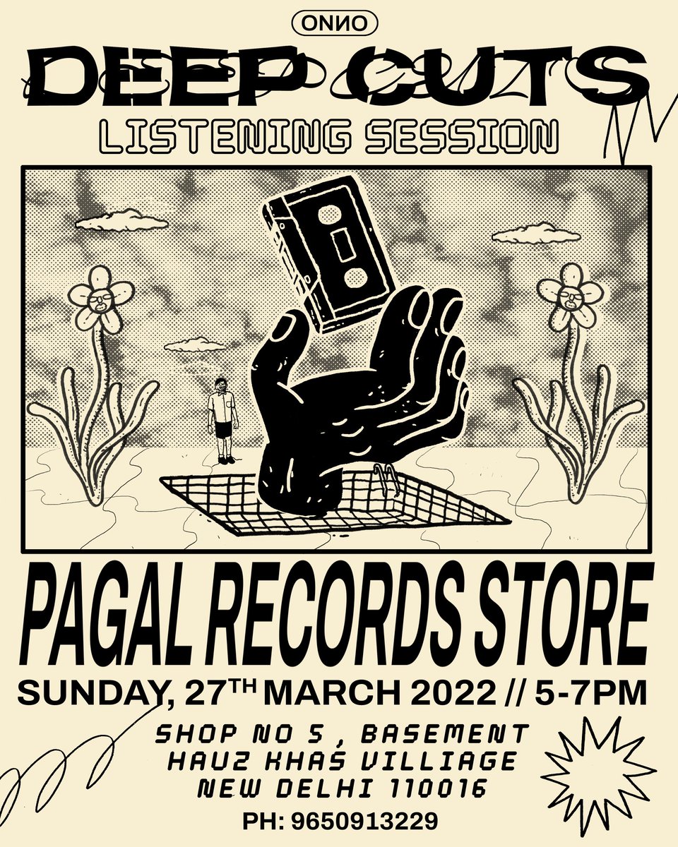 onnocollective's tweet photo. ✶ DEEP CUTS Listening Session at Pagal Records Store 📍Hauz Khas, New Delhi ✶ 5PM ONWARDS ✶

Drop by Pagal Records Store tonight to listen to some tunes from our newly released experimental electronic compilation tape - DEEP CUTS ⚡

✶ New Delhi peeps, don’t miss this one 🎵 https://t.co/zIcPATyx06