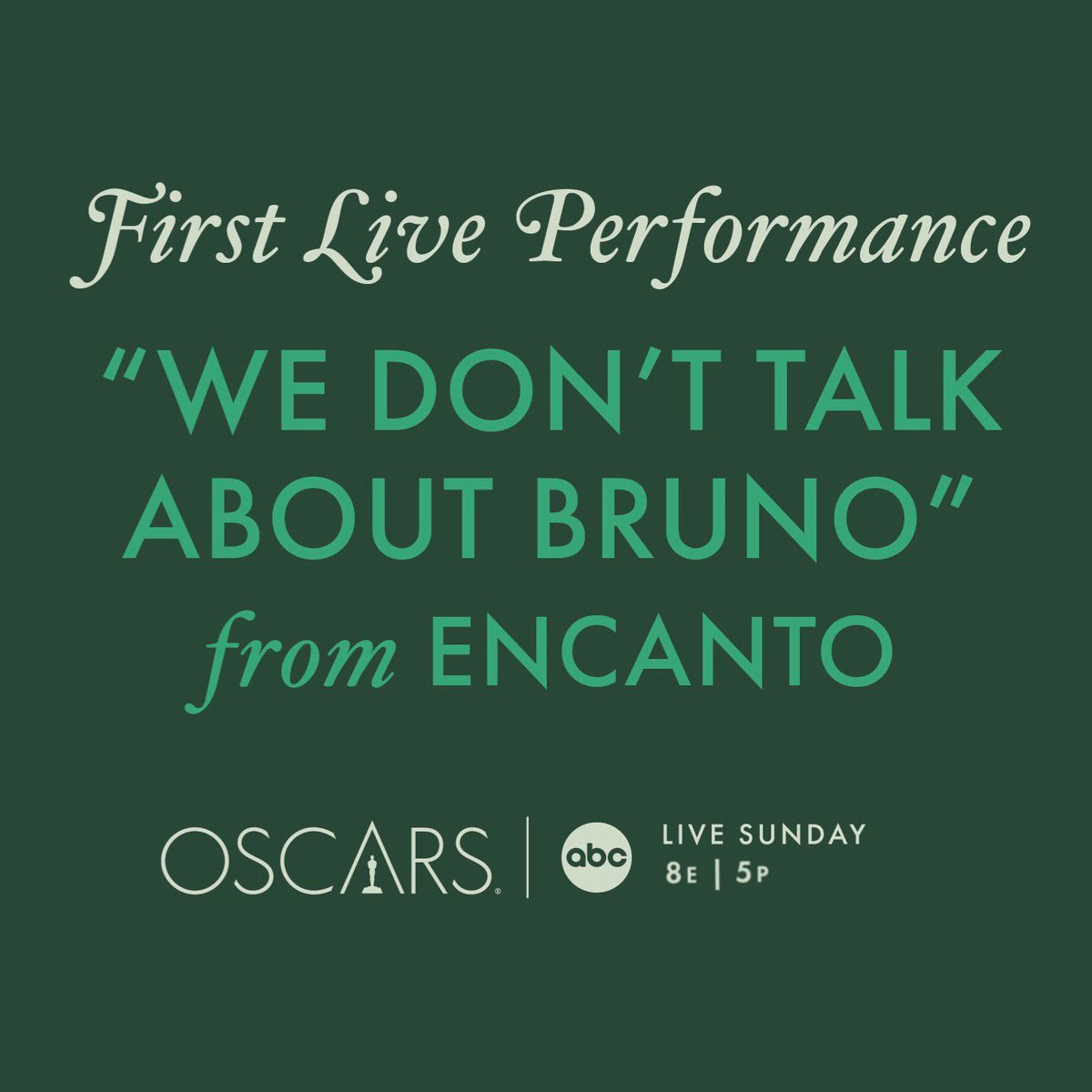 DisneyThaiFan's tweet photo. พรุ่งนี้ เตรียมชมการแสดงสดครั้งแรกของเพลง We Don't Talk About Bruno จาก Encanto แบบเต็มๆได้ในระหว่างการประกาศออสการ์
เพลงนี้ไม่ได้ถูกส่งชื่อเข้าชิง แต่ความดังไปจนถึงอันดับ 1 ของบิลบอร์ด ทำให้ทางออสการ์เชิญให้มาแสดงในงานด้วย
#encanto #Oscars #EncantoTH #Oscars2022 https://t.co/tcqlt7wqxZ