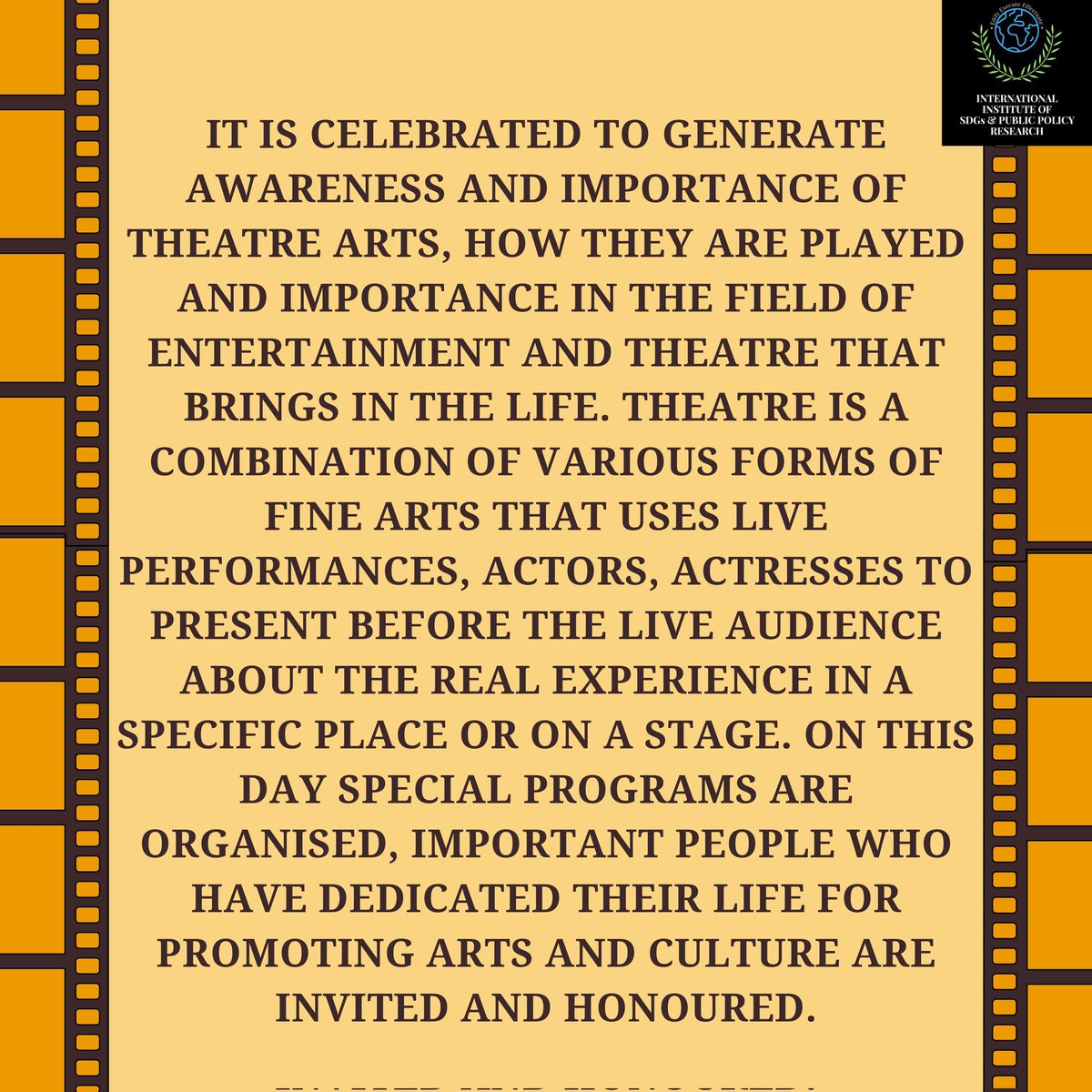 iispp_research's tweet photo. World Theatre Day 2022

As Martha Graham quotes, “Theatre is a verb before it is a noun, an act before it is a place." https://t.co/syo2FvpOa2
