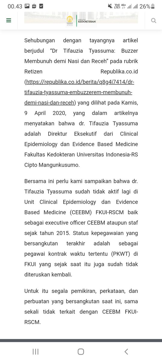 <a href="/DokterTifa/">Dokter Tifa</a> Yg tdk tau malu dan tak tau diri itu loe bngsat, ngaku S3 tapi gk ada tesisnya izin praktek loe dicabut, wajarlah loe sengsara bnget yah