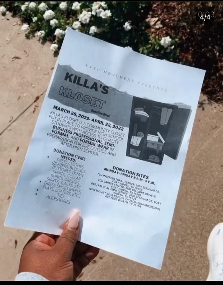 kashmovement1's tweet photo. Shoutout to these Killas for joining the brand in passing out flyers to members of the TCU Community to raise awareness and collect donations for Killa’s Kloset: A Business professional, semi-formal, and formal clothes drive for high school students! #kashmovement ✨ https://t.co/bKJMqokc4k