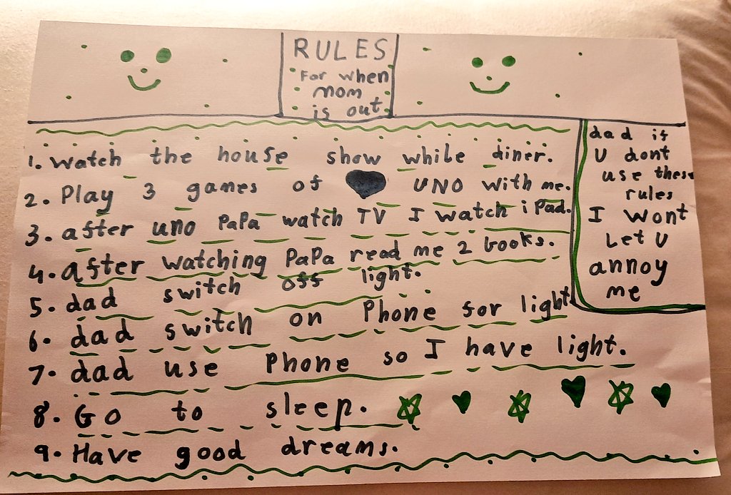 KiducateTweet's tweet photo. #rules
Little Ms.S left no room for the 'if's' and the 'but's' with her #Papa #Dear when I was out this weekend! As you can read, she laid out these (cute) simple expectations to have a #fun #weekendfun with her #dad. I was mighty impressed with her #thinking skills. #lifestyle https://t.co/WbvgrSoN9T