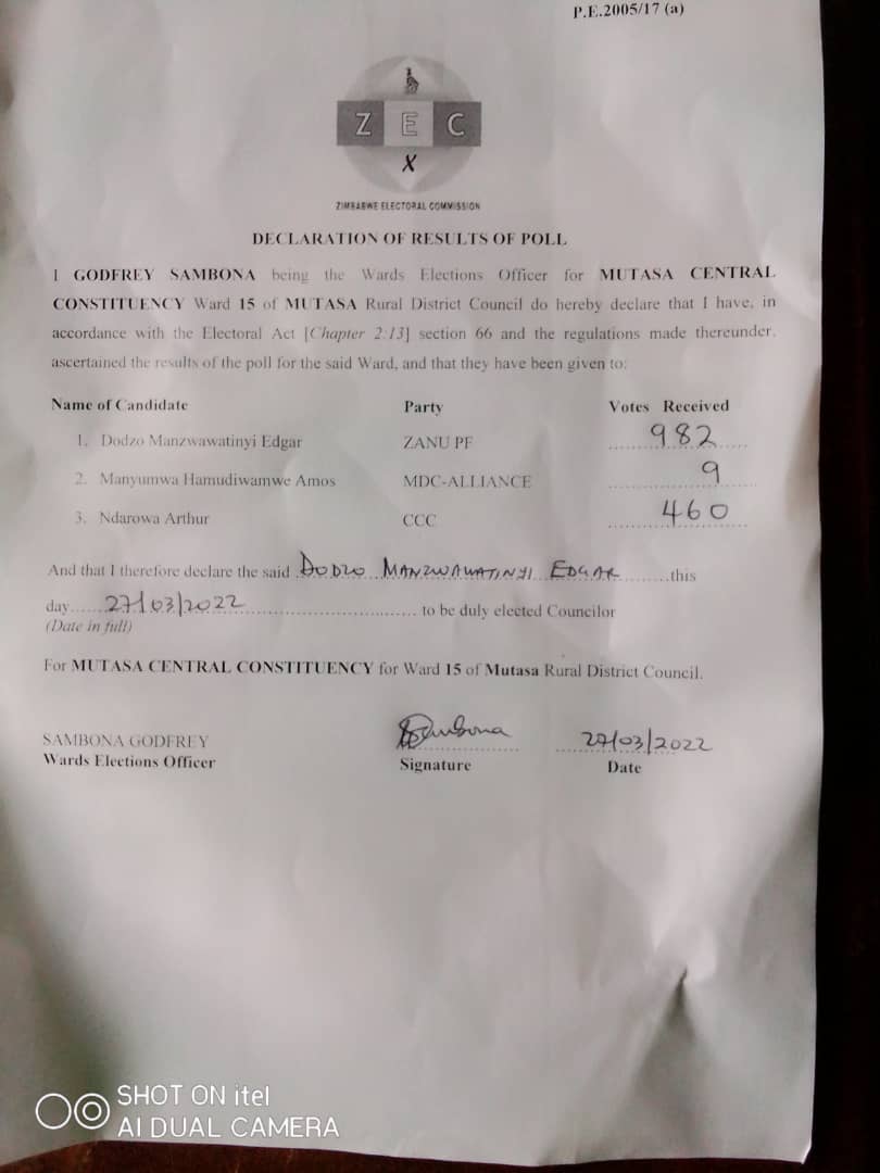 ZECzim's tweet photo. Manicaland Province by elections results https://t.co/lhclfGC2HA
