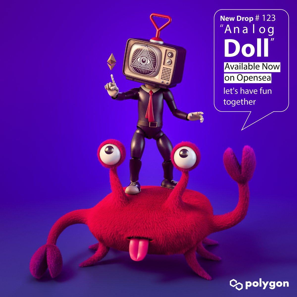 New Drop!! "Analog Doll" #123
on <a href="/0xPolygon/">Polygon | POL</a> <a href="/opensea/">OpenSea</a>📺🦀🦀🦀
Let's have fun together.

opensea.io/collection/ana…

Join Discord : discord.gg/ZKv3P5cAk3

#NFT #NFTS #NFTCommunity #NFTdrop #nftart #OpenSeaNTF #NFTartists #Polygon #NFTcollection  #NFTJPN