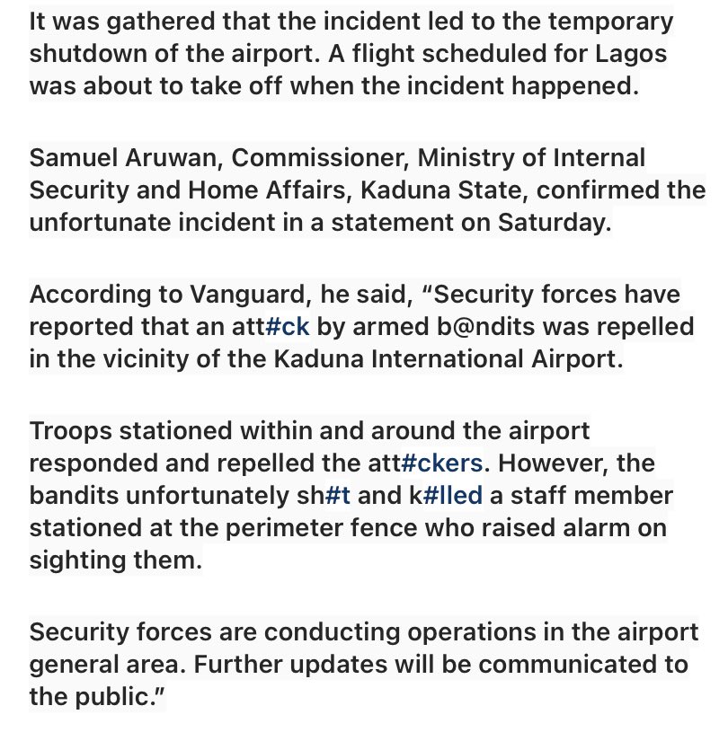 Postsubman's tweet photo. - One shot de*d as bandits invade Kaduna International Airport. https://t.co/rC6wJlKfqm