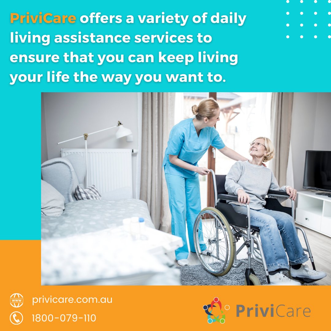 privicare's tweet photo. PriviCare offers a variety of daily living assistance services to ensure that you can keep living your life the way you want to.
Because we are a registered NDIS provider, we are able to meet your everyday needs! https://t.co/1x8y0m5mXo