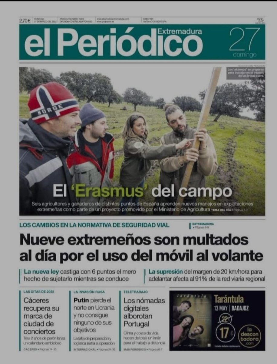 Vivencia_dehesa's tweet photo. Hoy salimos en portada en el periódico de Extremadura 😀 🌱 #erasmusagrario  @UPA_Extremadura
@Vivencia_dehesa
@GuillamonPerona

https://t.co/A19SbmzlQm https://t.co/leDXj9Ccxx