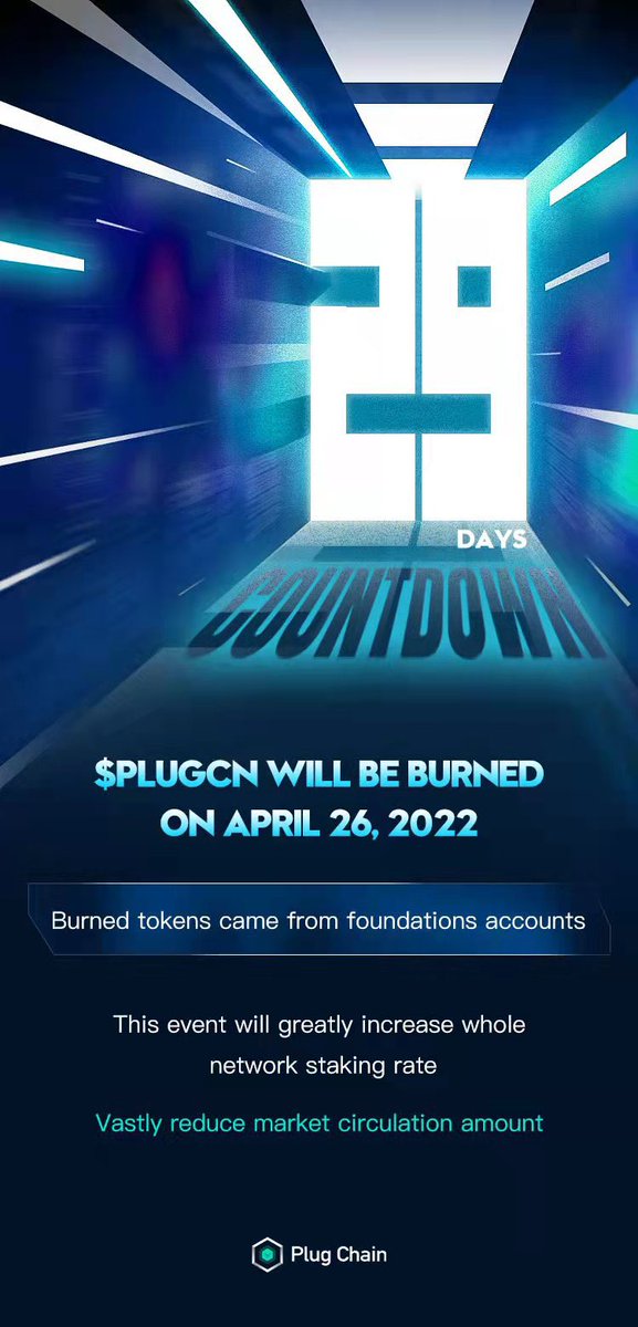 bowen_plugchain's tweet photo. PlugChain main chain tokens will burn 13 billion on April 26, 2022, the current maximum circulation is 17.33 billion, and the burning will account for 75% of the circulation. https://t.co/t4WfopJtdn