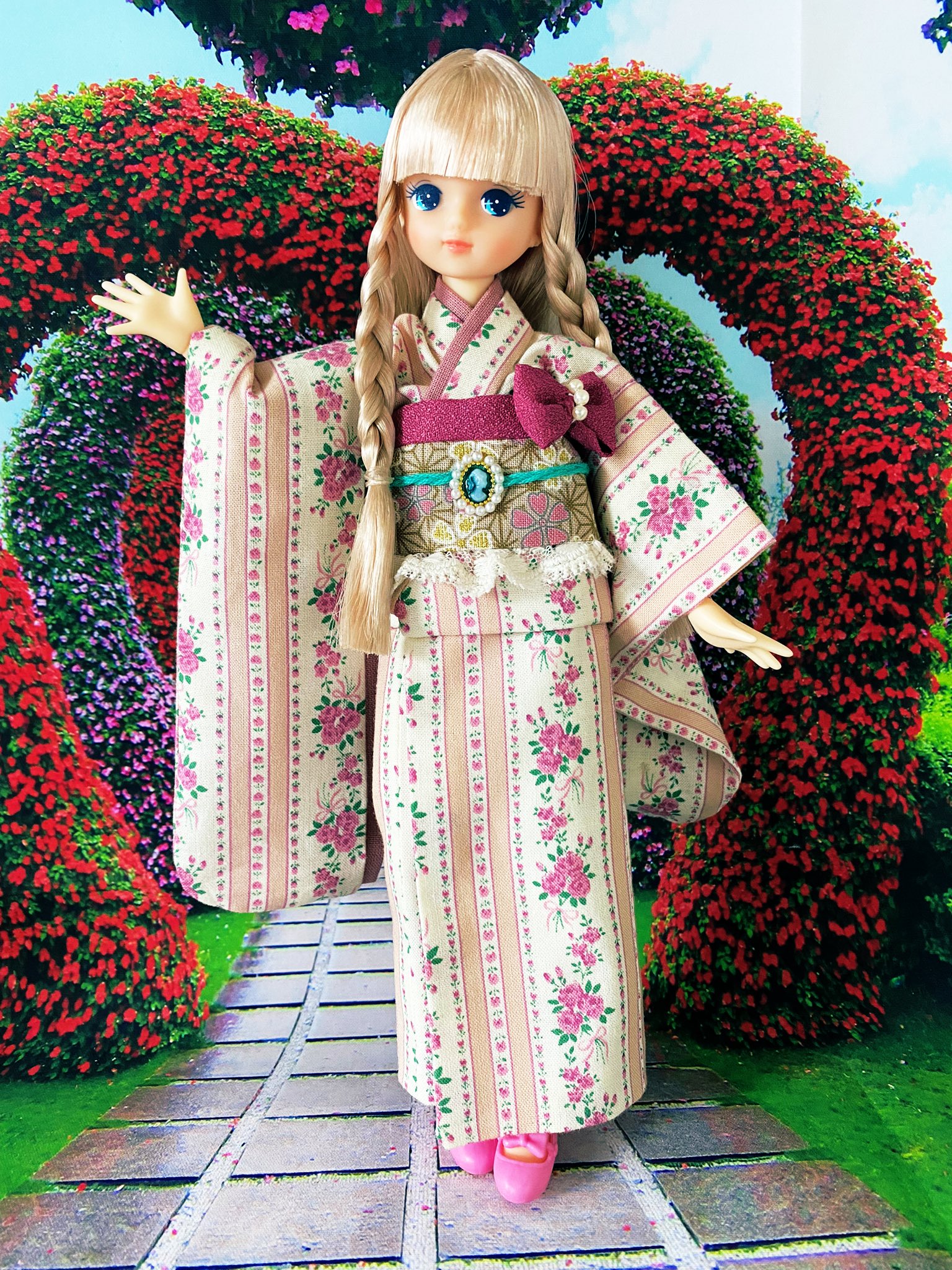 Ivy✺美品 正絹 花草文 トールサイズ 振袖 着物 A1755 KL2708 振袖 身丈168.5cm 正絹 着物 成人式 トールサイズ