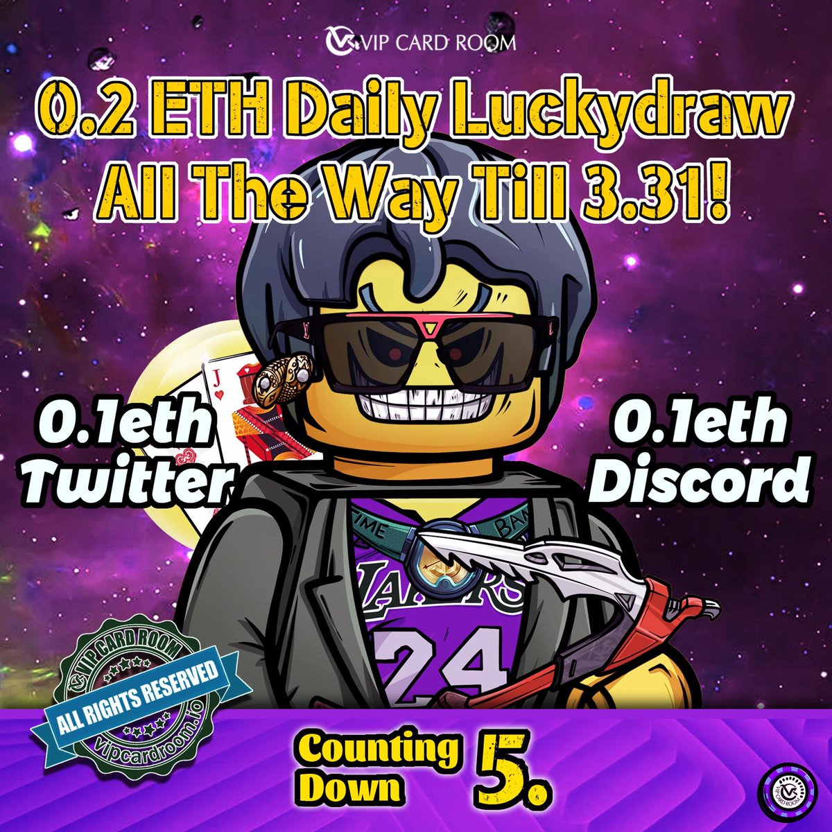 vipcardroom's tweet photo. 🚀𝐃𝐎𝐔𝐁𝐋𝐄 𝐆𝐈𝐕𝐄𝐀𝐖𝐀𝐘🚀
💯We are giving out 0.1ETH every day on discord AND twitter. 💯 

1⃣To Win 0.1ETH on Twitter
✅ Follow @vipcardroom
✅ ❤️ &amp; RT
✅ Tag 3 Friends

2⃣Join👉 https://t.co/b6GQ5bCvfo

 to DOUBLE THE CHANCES of winning! 

#NFTGiveaway #opensea https://t.co/SXBkLgpMt6