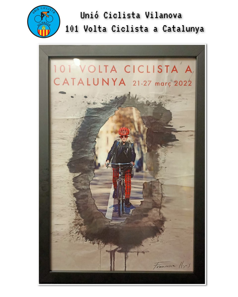 CiclistaUnio's tweet photo. Gràcies al 𝗥𝘂𝗯𝗲́𝗻 𝗣𝗲𝗿𝗶𝘀, ᴅɪʀᴇᴄᴛᴏʀ de la @VoltaCatalunya, per aquest fantàstic obsequi.
Final d'etapa espectacular 💯 a Vilanova i la Geltrú amb un ambient 𝙞𝙢𝙥𝙧𝙚𝙨𝙨𝙞𝙤𝙣𝙖𝙣𝙩!
#voltaciclistacatalunya #etapa5 #finaletapaVilanova #cartell #obsequi #gracies https://t.co/duZbXQ7BZI
