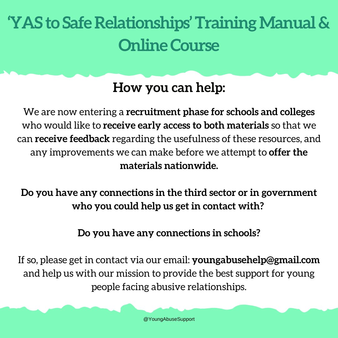 YASSupport's tweet image. YAS is happy to announce that our training manual is here!

‘YAS to safe relationships’ Training Manual &amp;amp; Online Course is our solution in creating a school culture which no longer tolerates abuse. Our manual will help young people to ge the support they need and deserve.