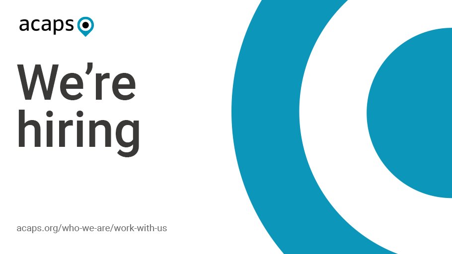 #HIRING | Closing soon: Looking for new challenges in the #humanitarian sector? Join the ACAPS #Yemen Analysis Hub! 
See opportunities:

Senior Analysis Expert-Data modelling &amp; #foodsecurity analysis (consultancy)
#Finance Coordinator (#Amman, #Jordan)
➡️ acaps.org/who-we-are/wor…