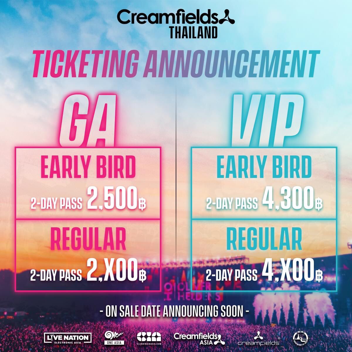 partypplthai's tweet photo. 速報&amp;朗報
 #creamfieldsth
#creamfields
#タイ
#フェス
今年内に行われるタイで初のイギリスのフェスCreamfieldsのチケットについての発表です
ラインナップ前の販売w

GA (2-Day Pass) : 2,500 THB
VIP (2-Day Pass) : 4,300 THB
• ฟรี! ตรวจ ATK หน้างาน
現地ATK無料
Fast laneはRT-PCR  48H以内 https://t.co/XdtRfeEqmH