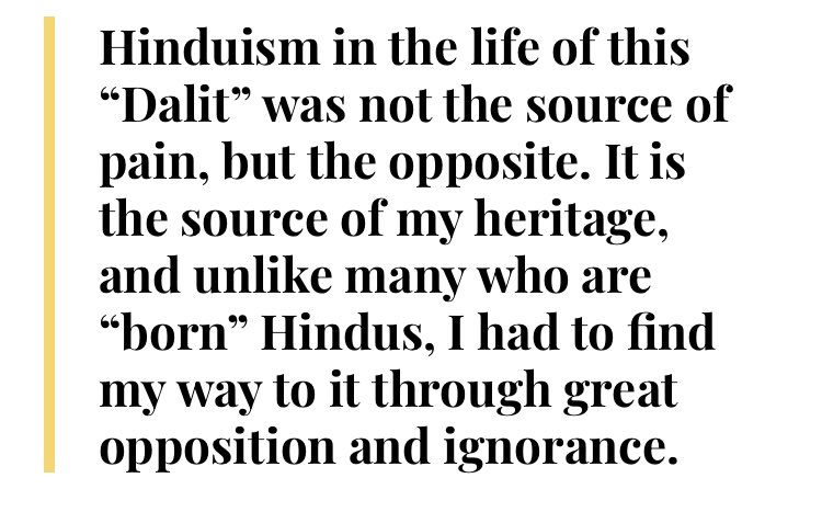 sankrant's tweet photo. Wonderful quote that blows apart the narrative.

Attacking Hindu traditions on the back of “dalits” as progressives and the conversion mafia do is dual oppression—robbing the underprivileged of their own traditions. https://t.co/SmAxWcCy5I