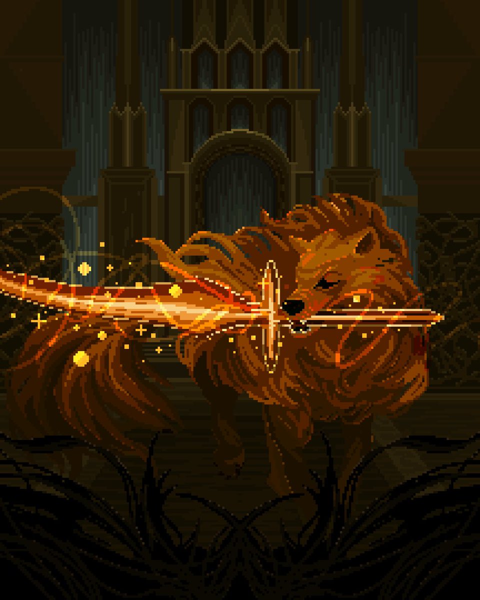 pixelianska's tweet image. Fierce guardian and protector of its master, even when it has long left 🔥🔥🔥

#redwolfofradagon #eldenring #eldenringart #eldenringfanart #pixelart #pixelartist #gameart #gameartist #bandainamco #digitalartwork