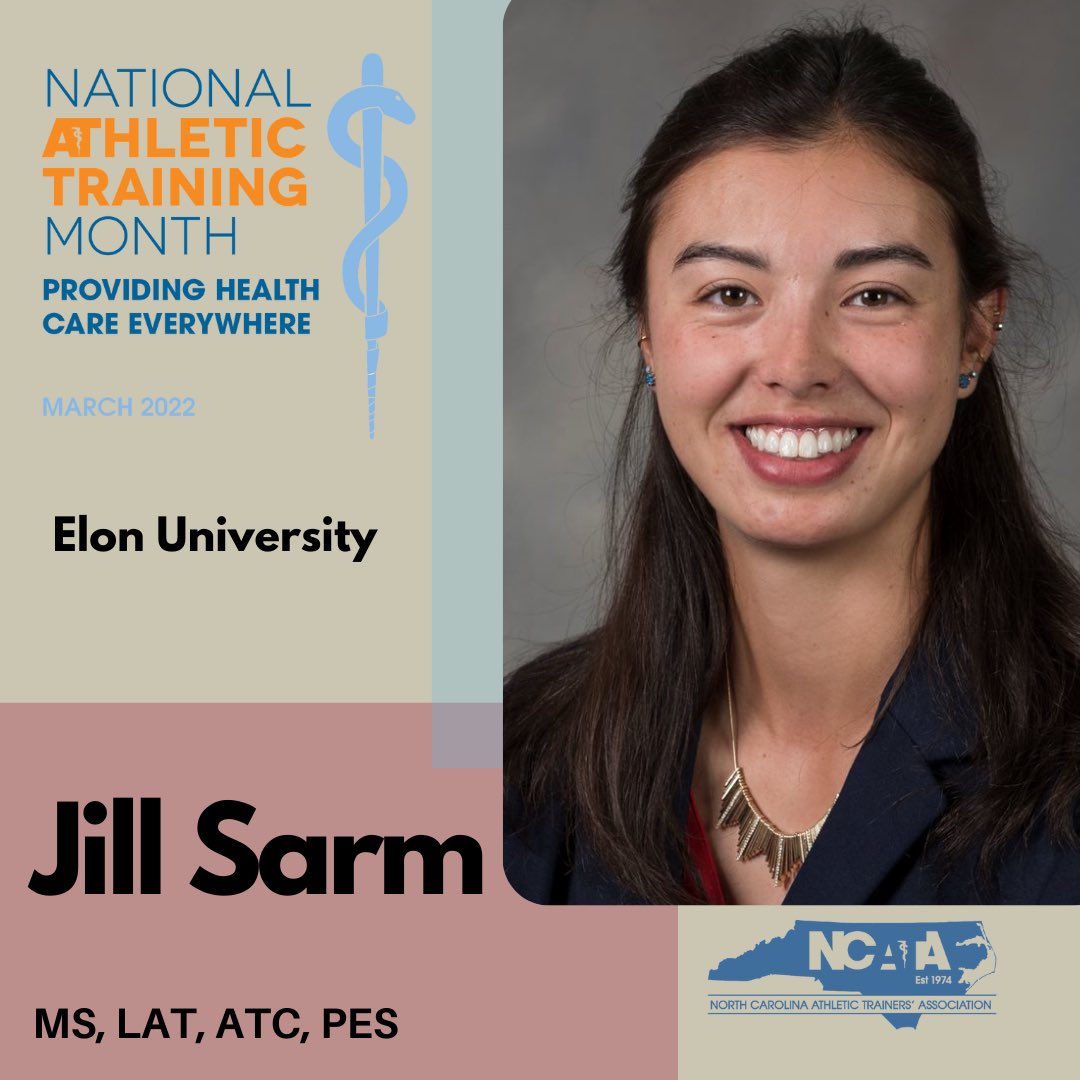 NCATA1974's tweet photo. Today's #NATM feature is Jill Sarm @jillysarm of @ElonSportsMed ! Jill was nominated for her contribution to an effective team dynamic and is invaluable to her team!  Thank you for all you do!  #providinghealthcareeverywhere https://t.co/VdJk2WohKX