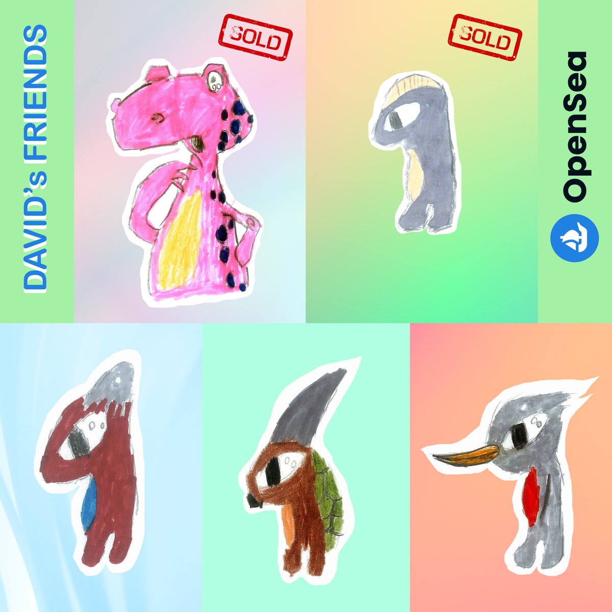 "David's Friends" is my first collection minted on Opensea 💥

The collection is about my best friends. 

💥Curiosity &amp; Dreamer are already SOLD.

Braver, Warrior &amp; Thinker are my available pieces.
0.009 $ETH

Thank you for your support!💕

🔥opensea.io/collection/dav…

#NFTKids